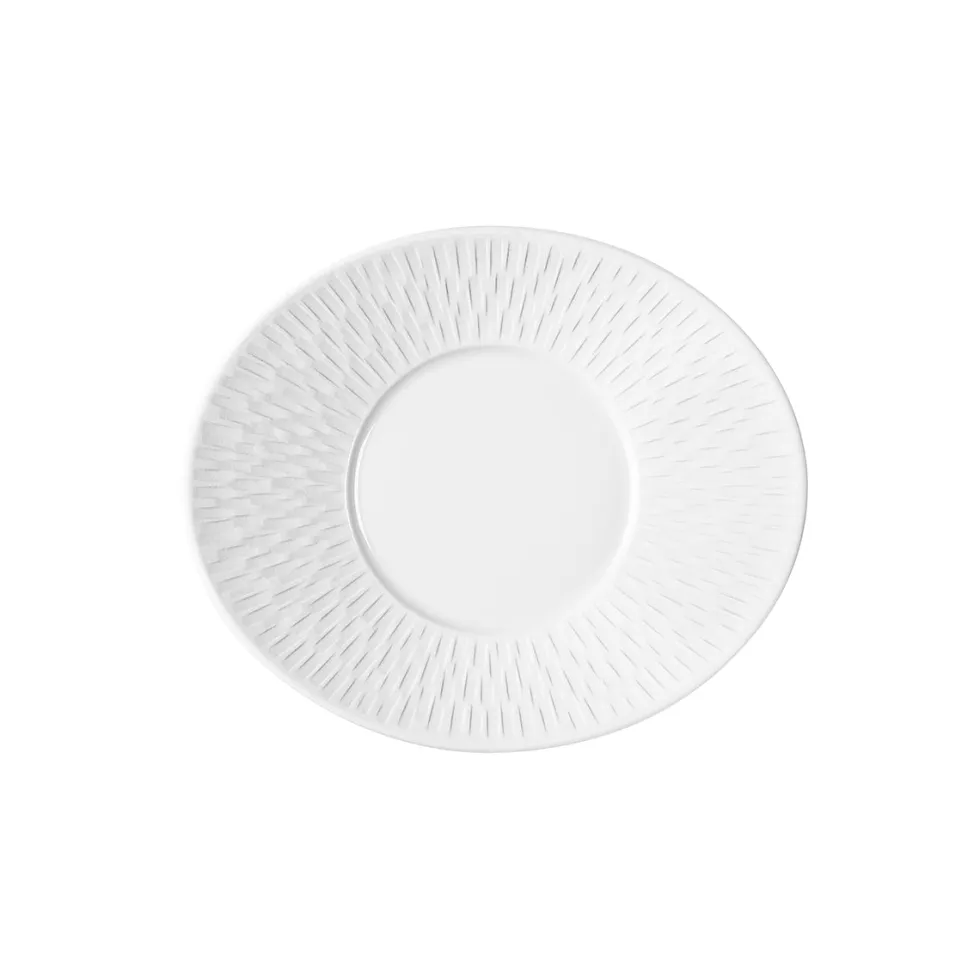 BOREAL SATIN BLANC Soucoupe à déjeuner ovale 20 x 17 cm