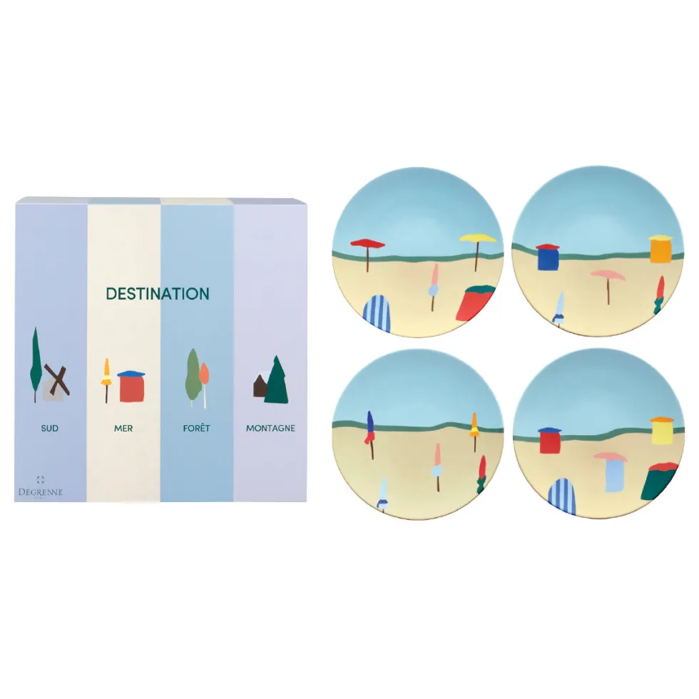 DESTINATION MER Coffret 4 assiettes 23 cm