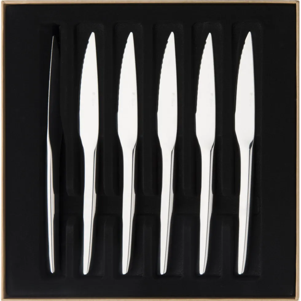 GUEST MIROIR Coffret 6 couteaux à steak monobloc lame scie