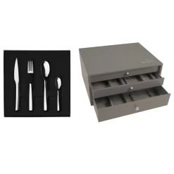 GUEST MIROIR Colis écrin 124 couverts monobloc lame scie