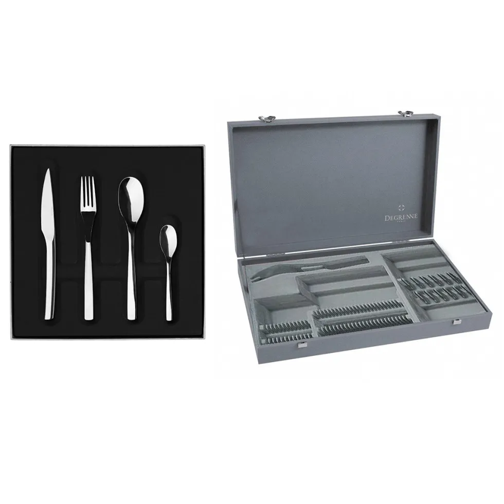 GUEST MIROIR Colis écrin 50 couverts monobloc lame scie