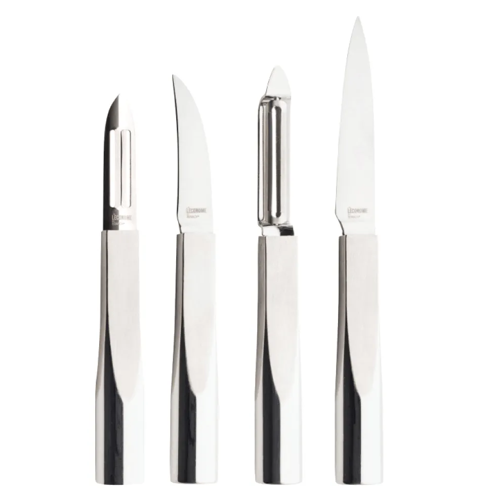 L'ECONOME STARCK Pack 4 pièces Économe/Couteau bec oiseau/Couteau office/Flexiconome