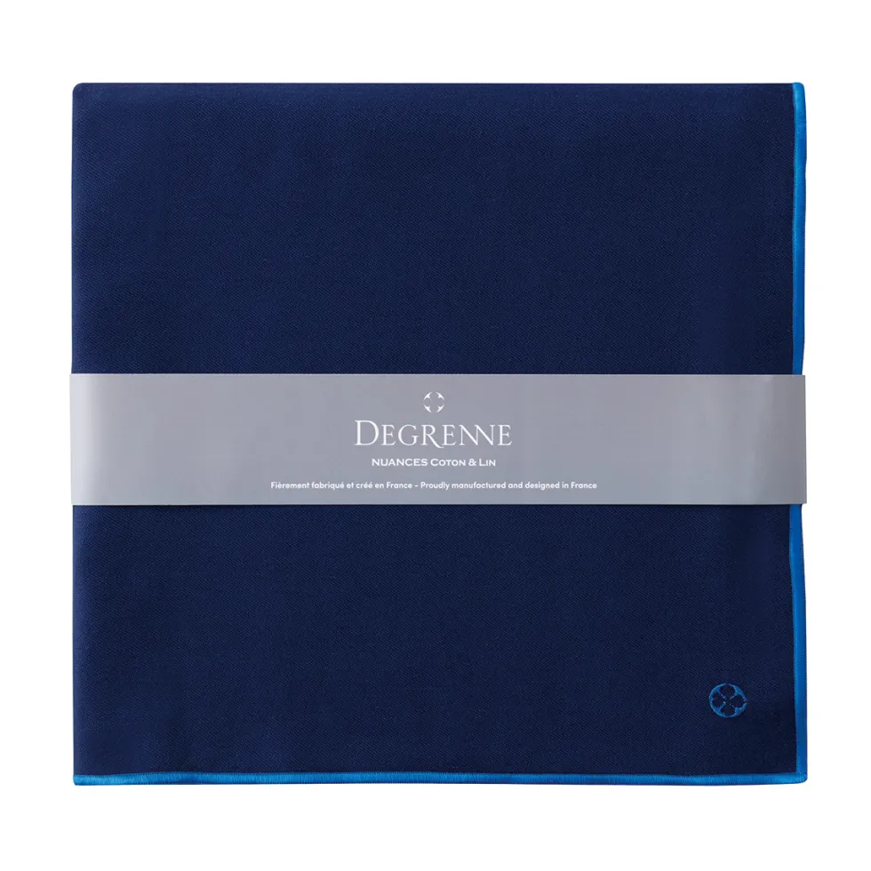 NUANCES COTON & LIN BLEU NUIT Nappe carrée 180 x 180 cm