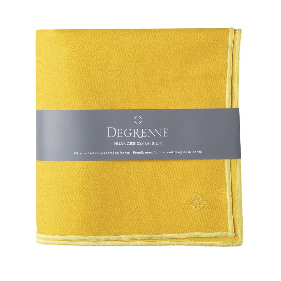 NUANCES COTON & LIN JAUNE TOURNESOL Nappe carrée 180 x 180 cm