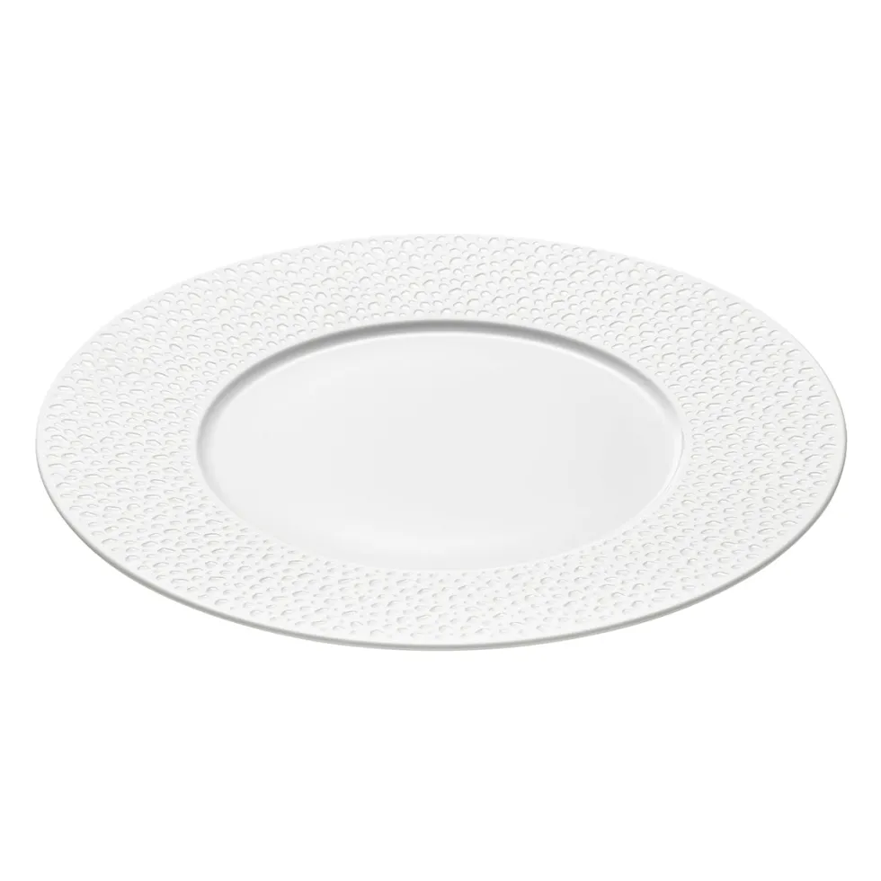 PERLES DE ROSEE BLANCHES Assiette plate ronde 27,9 cm